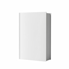 Blank softcover book standing upright with clean white cover, minimal 3D-rendered book mockup isolated on transparent background.