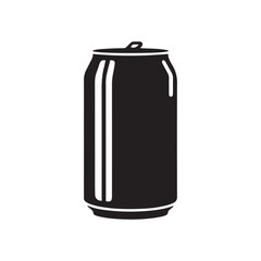 Modern Beverage Can Icon — Sleek Black and White Design