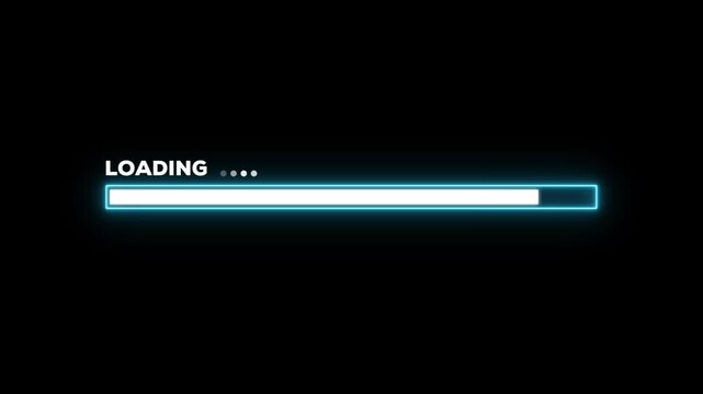 Loading Transfer screen, download bar animation Isolated on Black Background