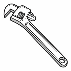 Adjustable Pipe Wrench Illustration For Plumbing Maintenance And Industrial Design