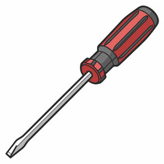 Fototapeta premium Flathead Screwdriver Hand Tool Illustration With Red Handle For Construction And Repair