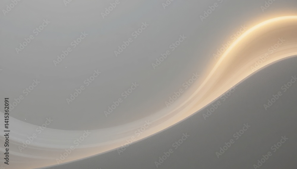 Poster dynamic light waves flowing through a minimalist space abstract art illustration soft colors digital