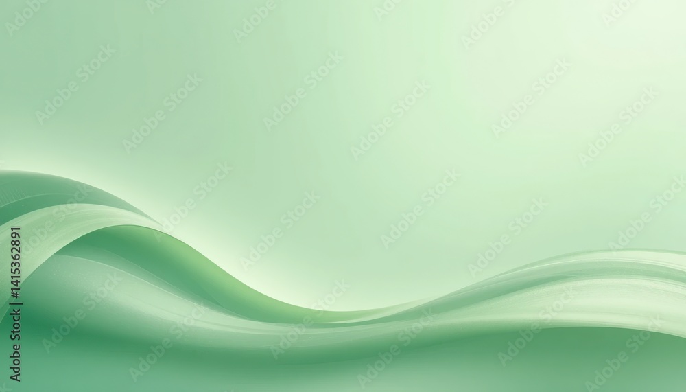 Aufkleber serene green wave patterns abstract digital art high-resolution background soft textures minimalisti