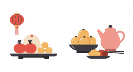 Flat design of festive food for ancestral respect