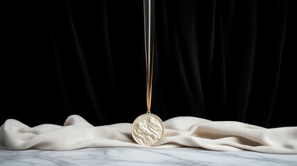 Gold Medal Pendant on Marble
