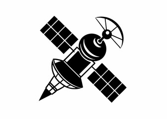 Satellite silhouette vector black on white background
