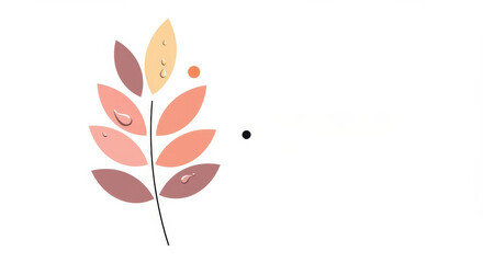 Wet leaves in flat pastel minimalist vector style