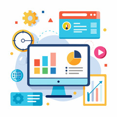 Data Analysis Visualization Flat Illustration With Graphs And Charts Concept