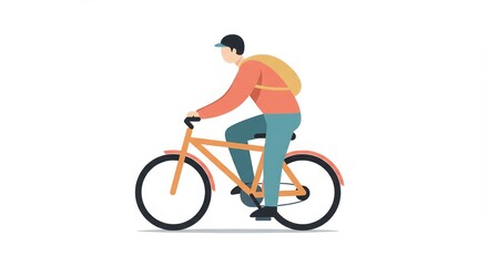 Obraz premium Minimalist flat vector of person riding a bicycle