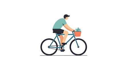 Fototapeta premium Rounded illustration of bike ride in soft colors