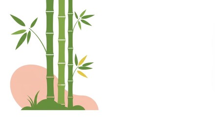 Rounded bamboo stalks in minimalist vector style