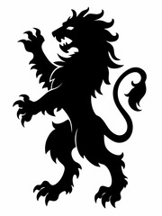 Naklejka premium Lion rampant, by Arch silhouette vector black on white background