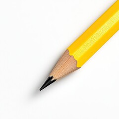 Studio shot of yellow pencil with eraser isolated on white background artistic concept minimalist design