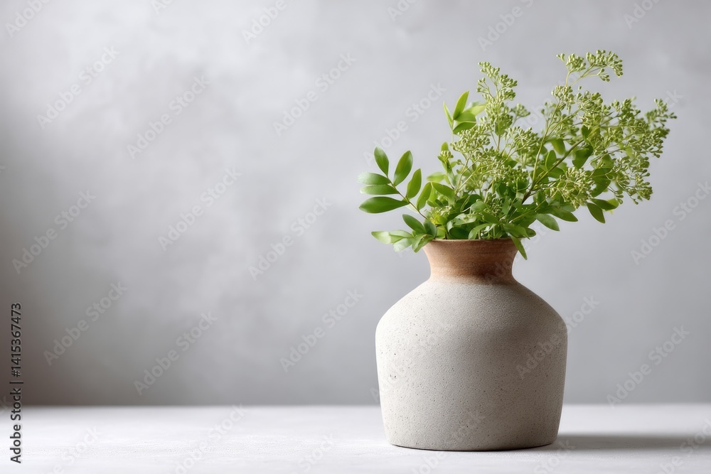 Poster capture serene minimalistic space incorporating elements of biophilic design