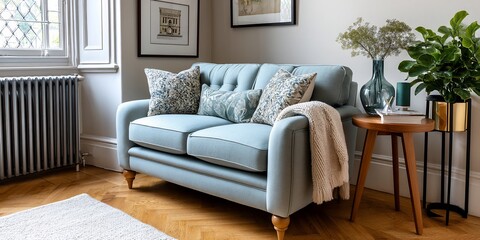 Light Blue Sofa in a Classic Room