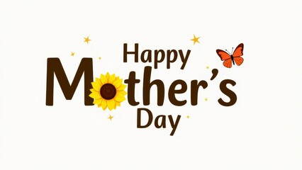 Happy Mother's Day With Butterfly And Sunflower
