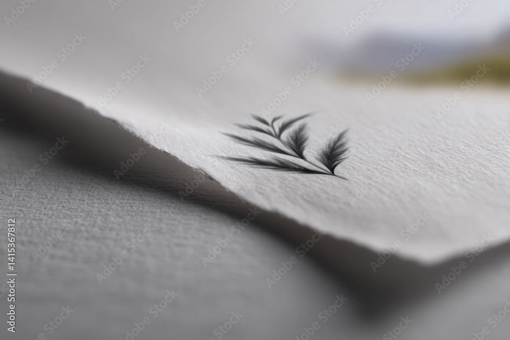 Poster close-up of abstract sketched lines and shapes in black and white on textured paper with ample copy 