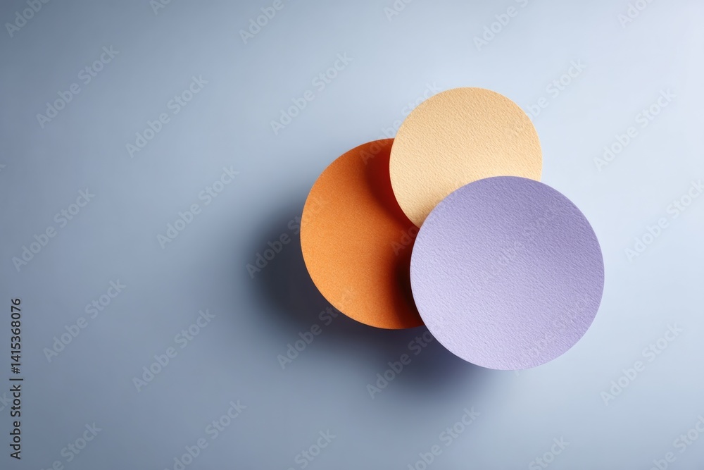 Poster colorful circles on soft background creating playful yet minimalistic atmosphere with harmonious pat