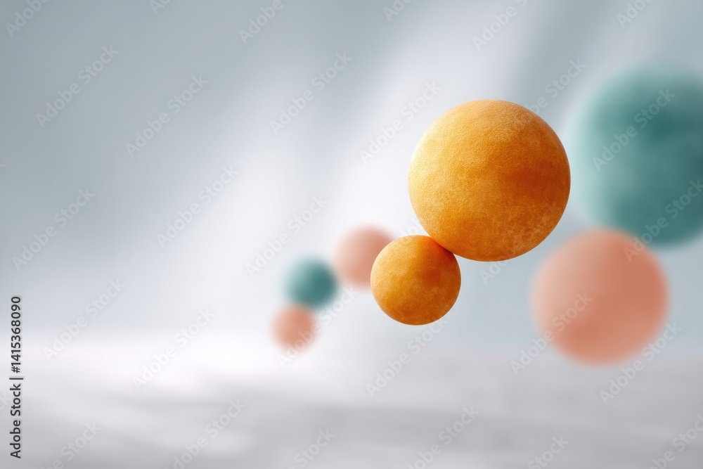 Poster colorful circles on soft background creating playful yet minimalistic atmosphere with harmonious pat