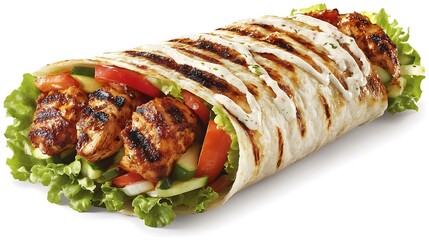 Grilled Chicken and Vegetable Shawarma Roll with Studio Lighting
