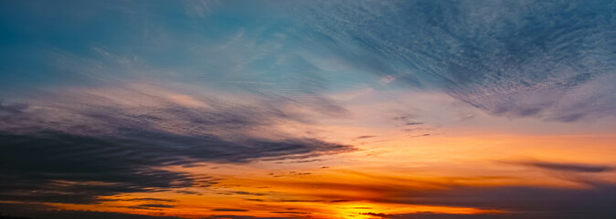Sunset with dramatic clouds near Wallersdorf, Dingolfing-Landau, Bavaria, Germany