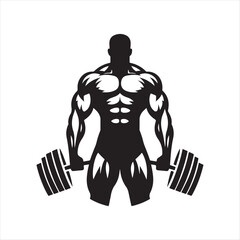 weightlifting bodybuilder vector silhouette clip art illustration