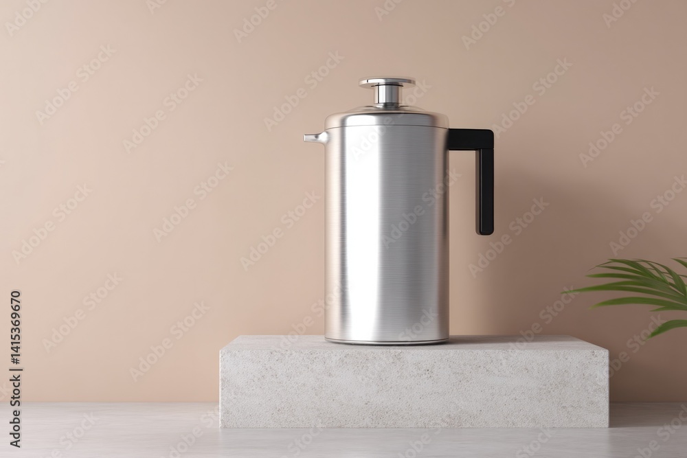 Aufkleber minimalistic setup featuring sleek modern water purification device on neutral background with ample