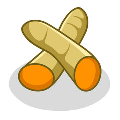 Vector illustration of sliced ​​turmeric root, also known as Curcuma longa. Suitable for herbal, spice, health and culinary themed designs.