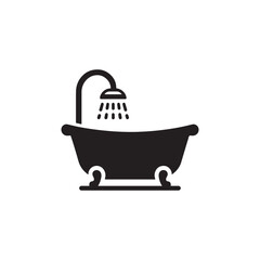Silhouette of a Bathtub with Showerhead