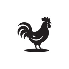 rooster silhouette on white background