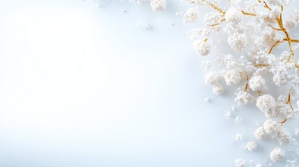 Delicate white flowers on light blue background