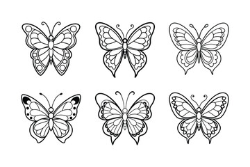 Obraz premium symmetrical butterfly line art vector silhouette