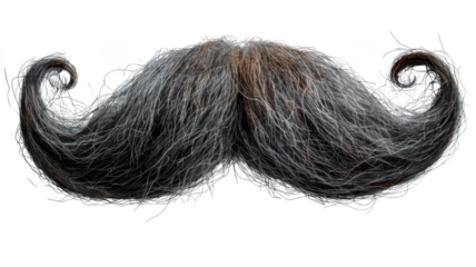 Realistic mustache grey hair facial hair fake mustache costume mustache on transparent background
