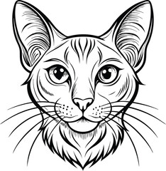 cat hand drawn line-art vector silhouette