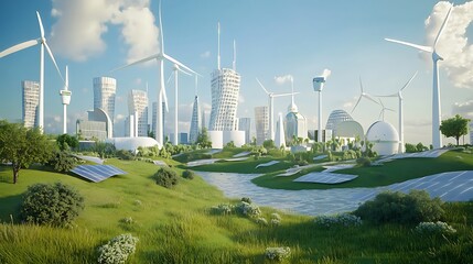 Obraz premium A futuristic city powered entirely by renewable energy