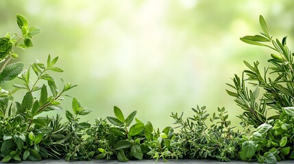 Fototapeta premium Organic healthcare revolution fresh herbs for wellness in nature's embrace