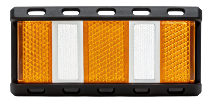 Reflective safety light for visibility and caution on a transparent background