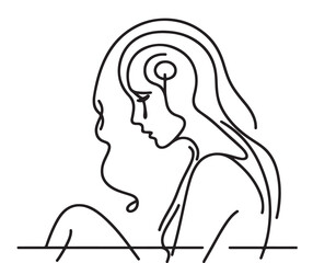 Sad girl sitting. Sad girl with lonely expression. silhouette woman psychology I'm not okay