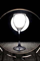 Composition with a glass with a water	