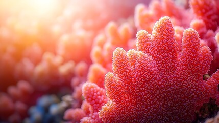 Vibrant coral close-up, glowing in sunlight