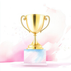 Golden Trophy Award on Elegant Background with Soft Pastel Colors
