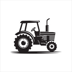 Silhouette of a Tractor in Action