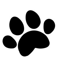 Dog paw print clip art design on plain white transparent isolated background for card, shirt, hoodie, sweatshirt, apparel, card, tag, mug, icon, poster or badge