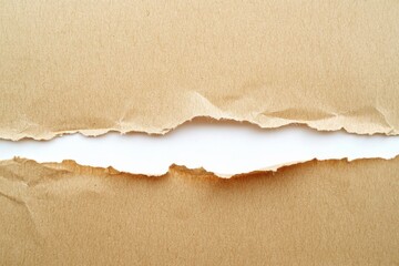 Ripped Brown Recycled Paper on White Background
