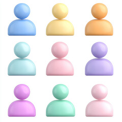 Colorful Abstract Icons of User Profiles in Soft Pastel Shades