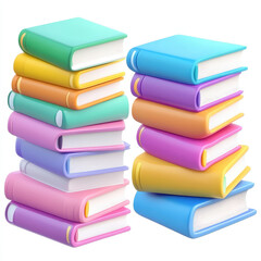 Vibrant Stack of Colorful Books in a Playful Arrangement