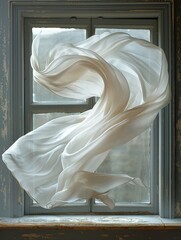 Flowing fabric at a window