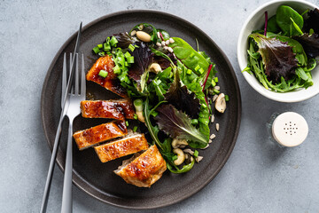 Roasted chicken breast with fresh salad