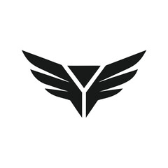 clean geometric bird wings logo icon on white