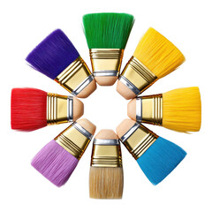 Fototapeta premium Celebrating Artistic Diversity Circle of Six Pride Paintbrushes for LGBTQ Month, Isolated on Transparent Background